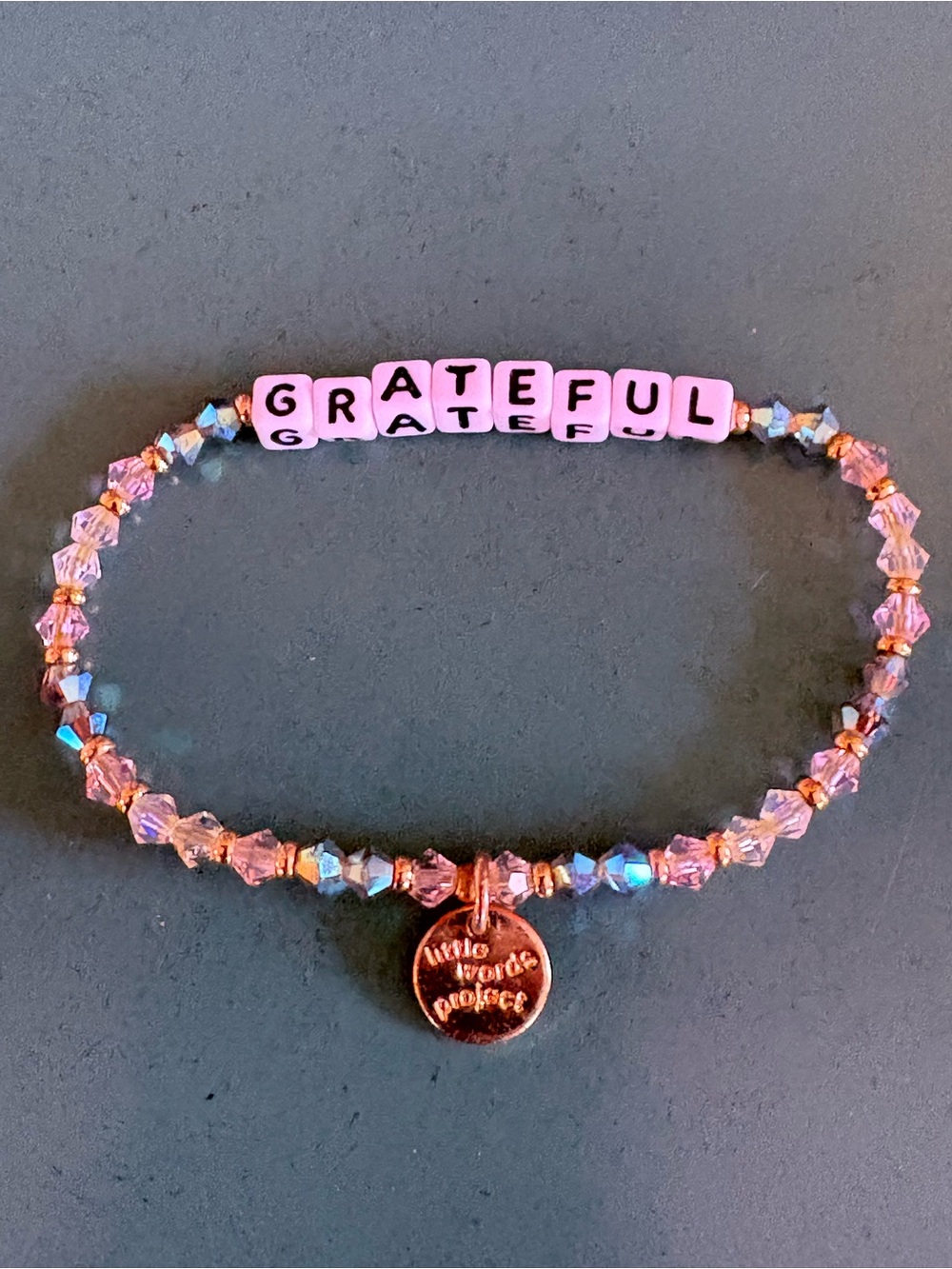 Little Words Project GRATEFUL Jewel Beaded Crystal Bracelet S/M